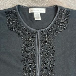 Pursuits, ltd. Beaded Black Cardigan Ramie Cotton Size Medium